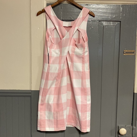 NWT Crown & Ivy Hello Spring Pink & White Plaid Cross Back Cotton Midi Dress - Picture 2 of 16